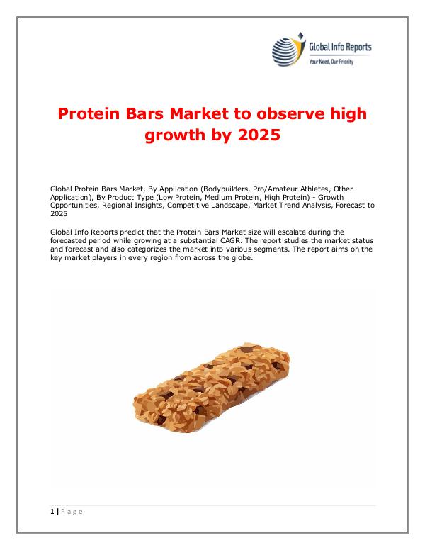 Global Info Reports Protein Bars Market to observe high growth by 2025