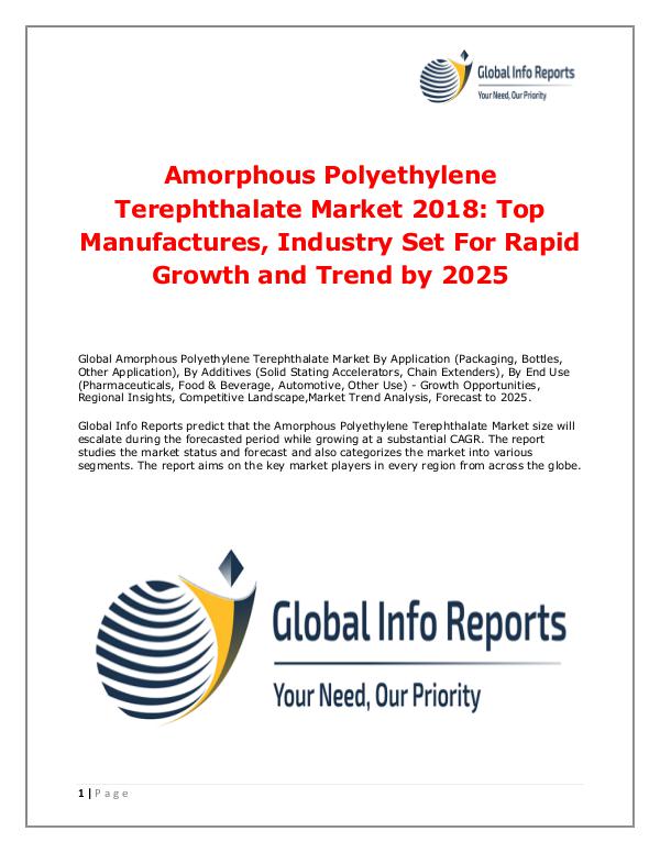 Global Info Reports Amorphous Polyethylene Terephthalate Market 2018