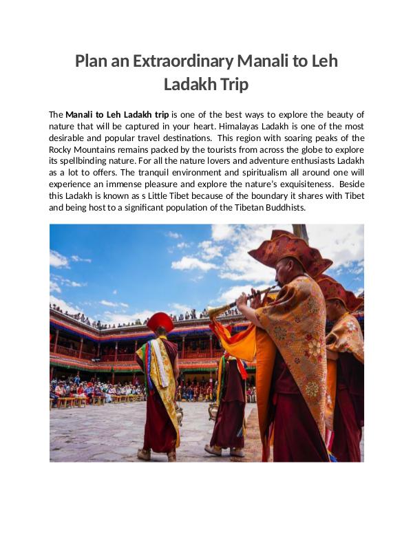 Plan an Extraordinary Manali to Leh Ladakh Trip Plan an Extraordinary Manali to Leh Ladakh Trip