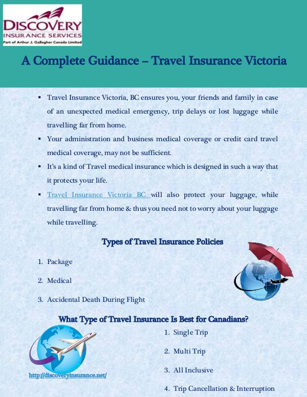 A Detailed Guide to Travel Insurance in Victoria BC A Complete Guidance for Travel Insurance Victoria