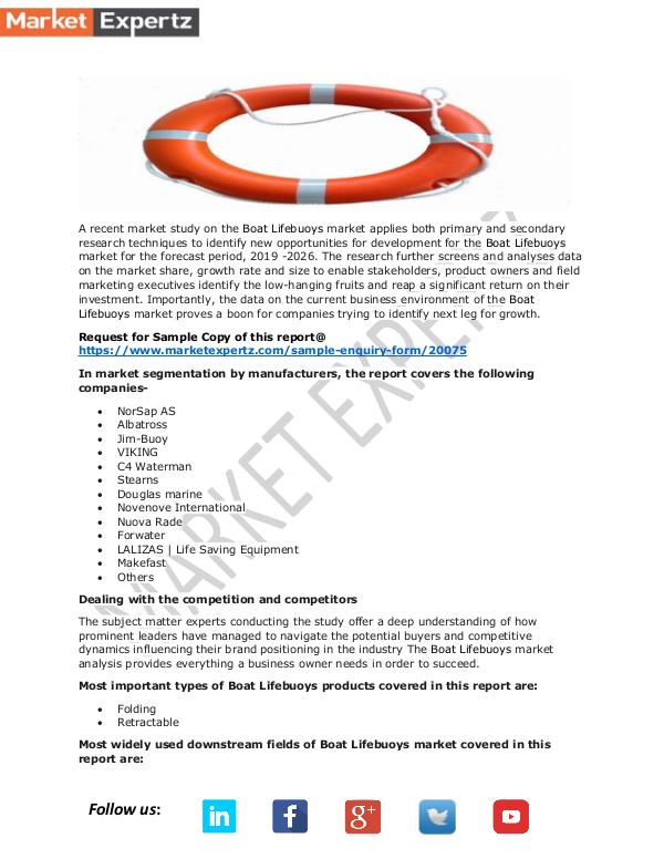 Global Boat Lifebuoys  Market Outlook 2019-2026 Boat Lifebuoys