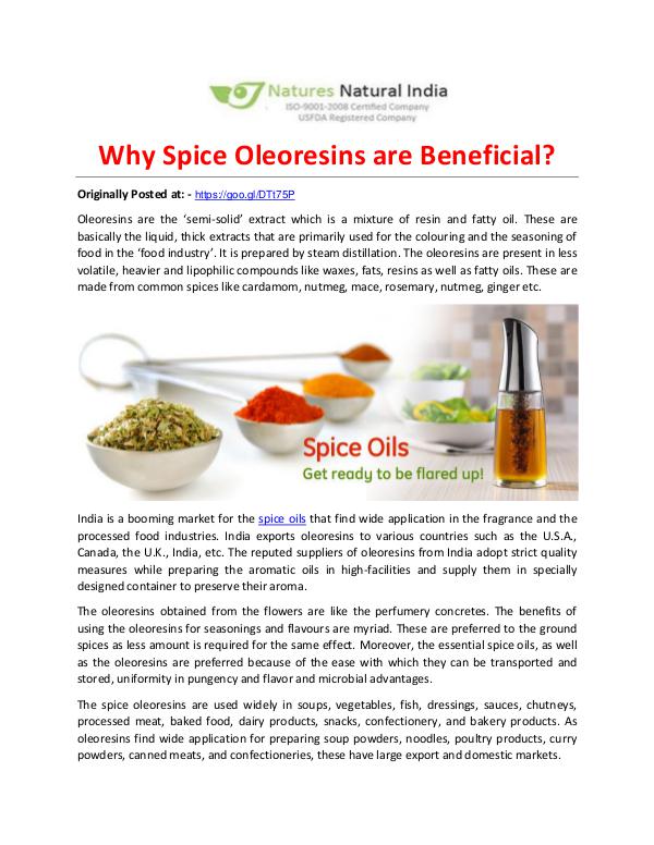 Why Spice Oleoresins are Beneficial
