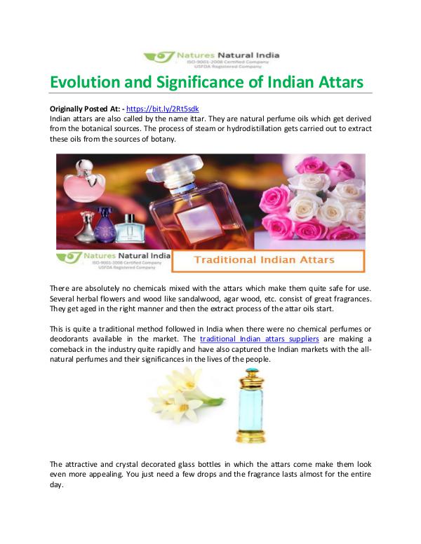 Why Spice Oleoresins are Beneficial? Evolution and Significance of Indian Attars