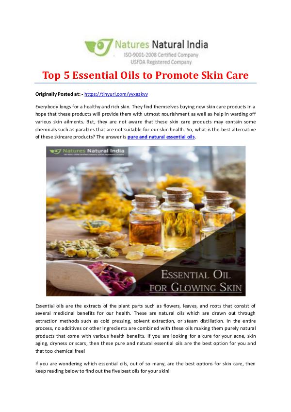 Top 5 Essential Oils to Promote Skin Care