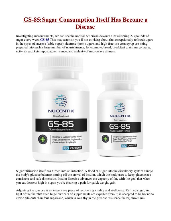 GS 85 Review-Any Side Effects? Truth Revealed! Nucentix GS 85 Review  Controls Glucose Levels Nat