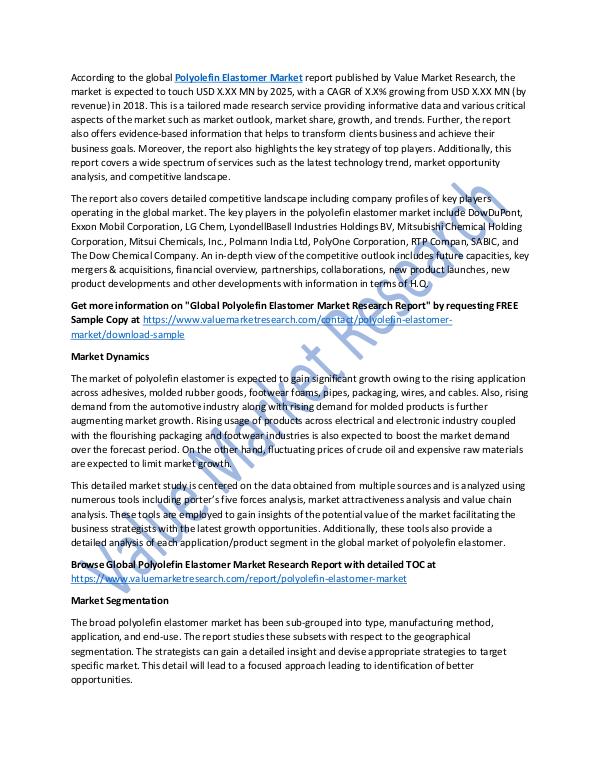 Polyolefin Elastomer Market Research Report, 2025