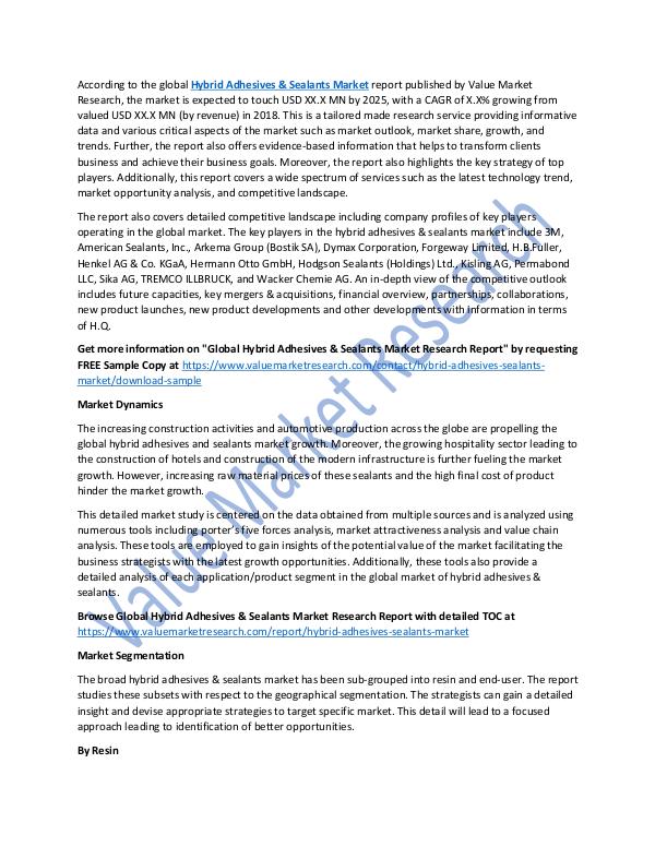 Hybrid Adhesives & Sealants Market 2025 Report