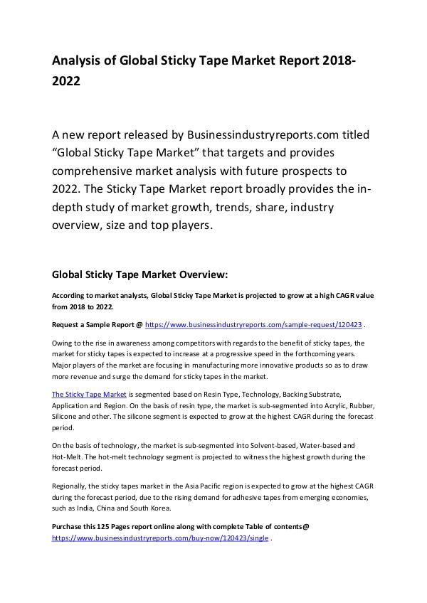 Global Sticky Tape Market Report 2018-2022