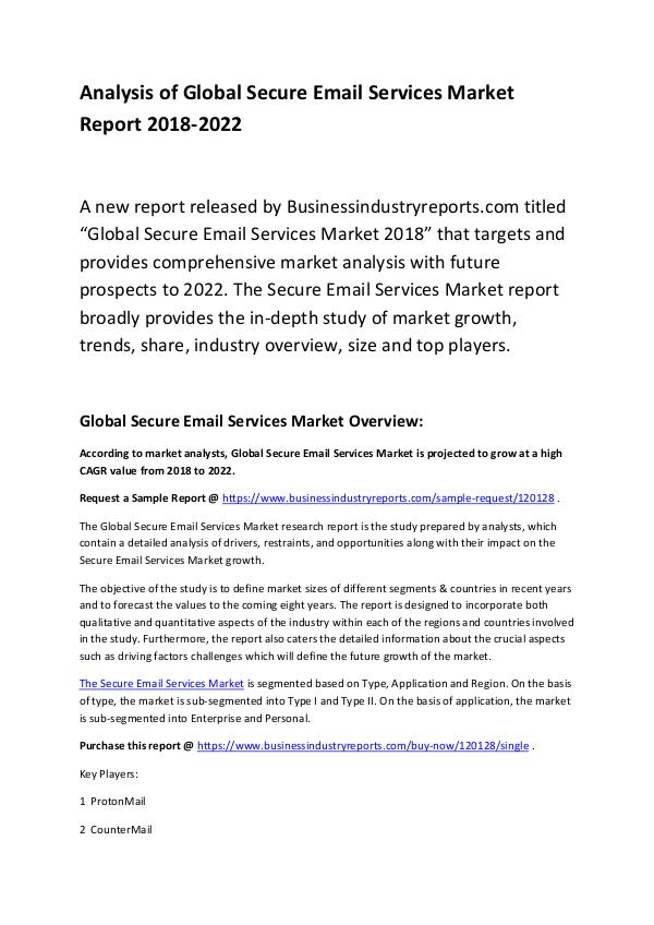 Market Research Report Global Secure Email Services Market Report 2018