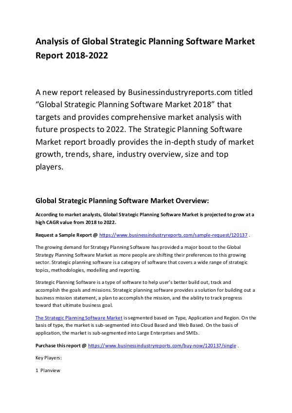 Market Research Report Strategic Planning Software Market Report 2018