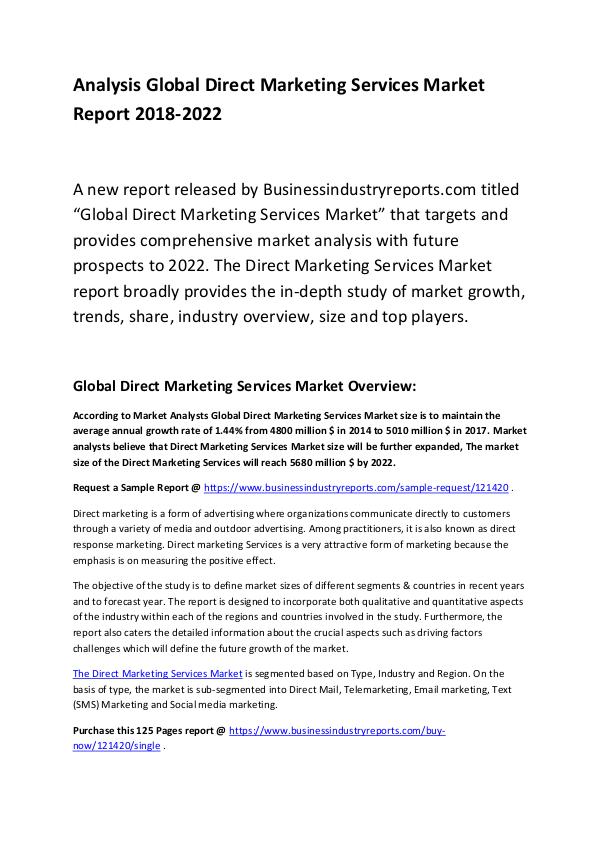 Direct Marketing Services Market Report 2018