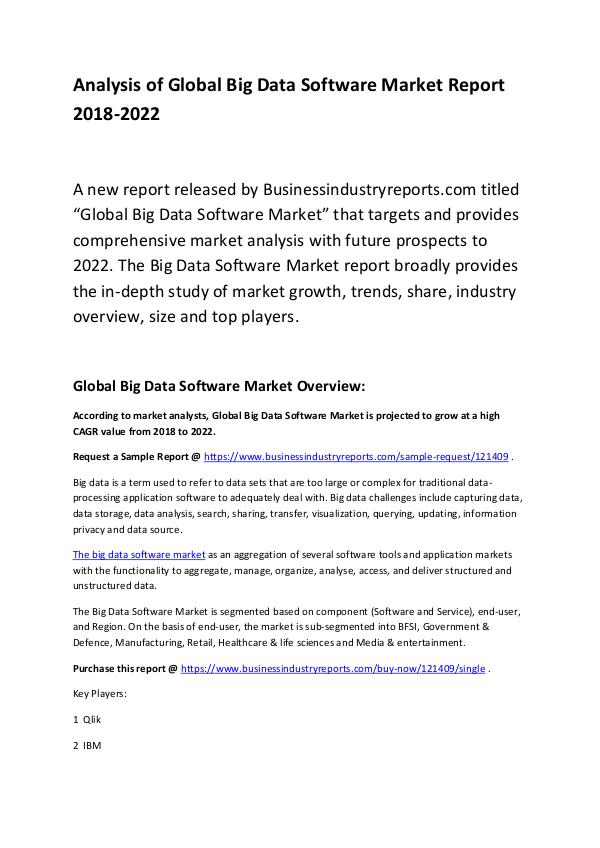 Global Big Data Software Market Report 2018