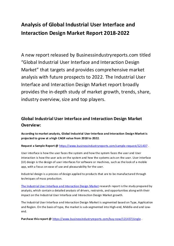 Market Research Report Industrial UI and Interaction Design Market