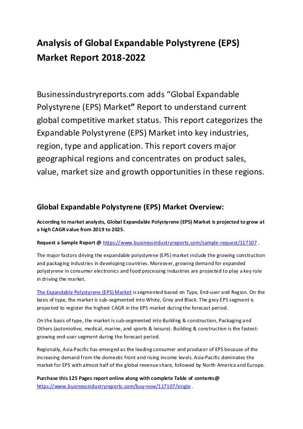 Expandable Polystyrene (EPS) Market Report 2018