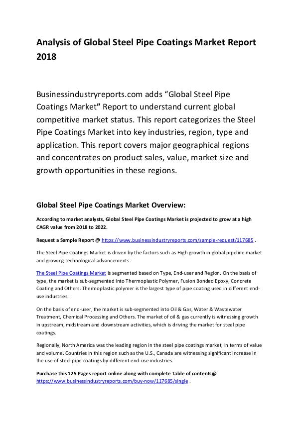 Market Research Report Global Steel Pipe Coatings Market Report 2018