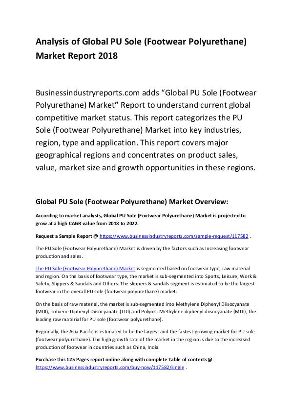 Market Research Report PU Sole (Footwear Polyurethane) Market Report 2018