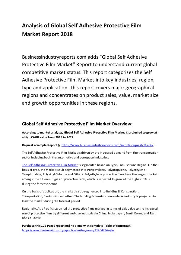 Market Research Report Global Self Adhesive Protective Film Market Report