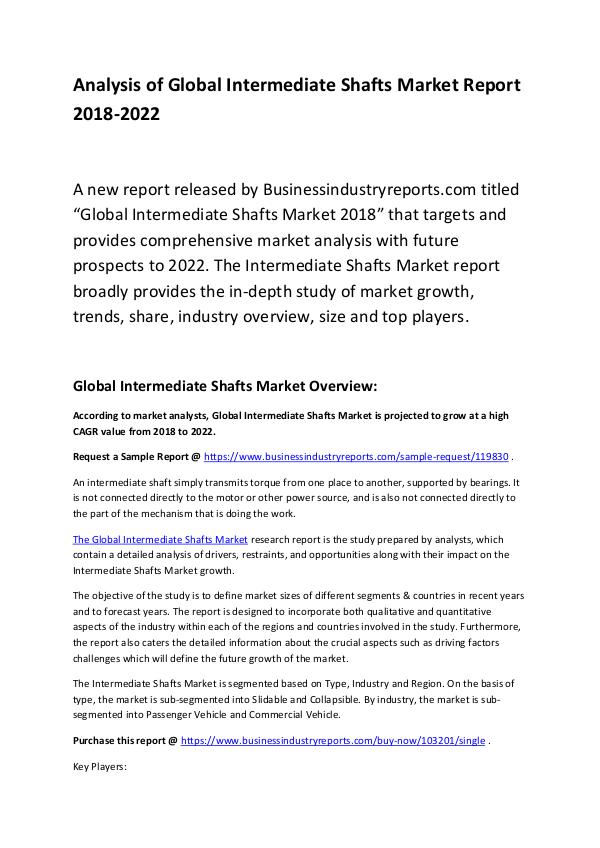 Market Research Report Global Intermediate Shafts Market Report 2018
