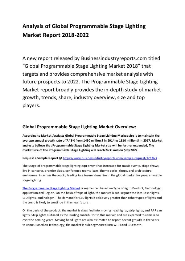 Global Programmable Stage Lighting Market 2018