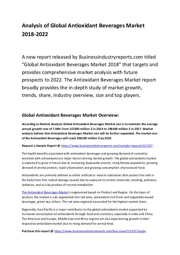 Market Research Report Antioxidant Beverages Market Report 2018