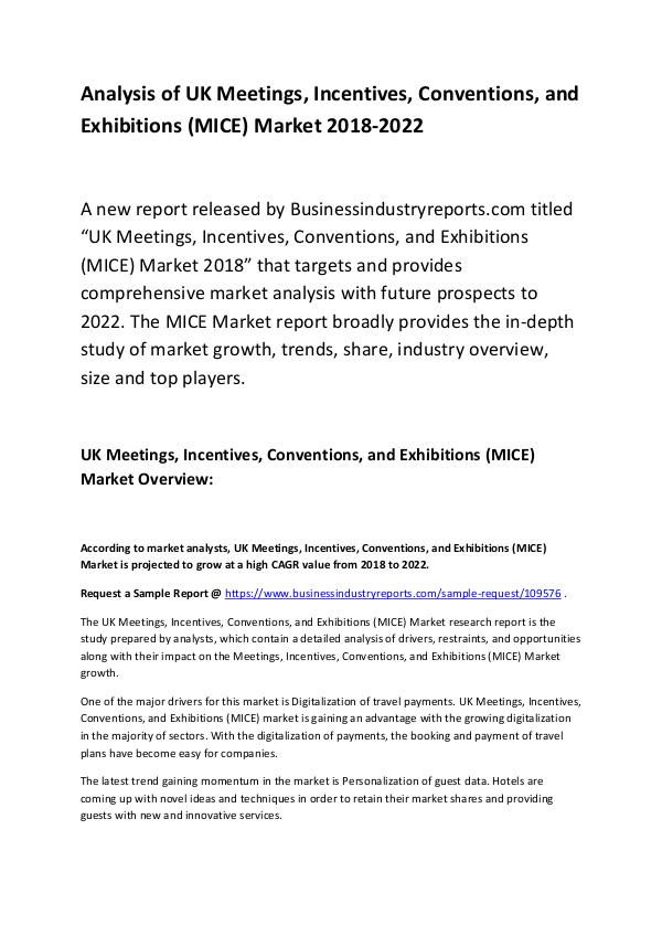Market Research Report UK MICE Market Report 2018
