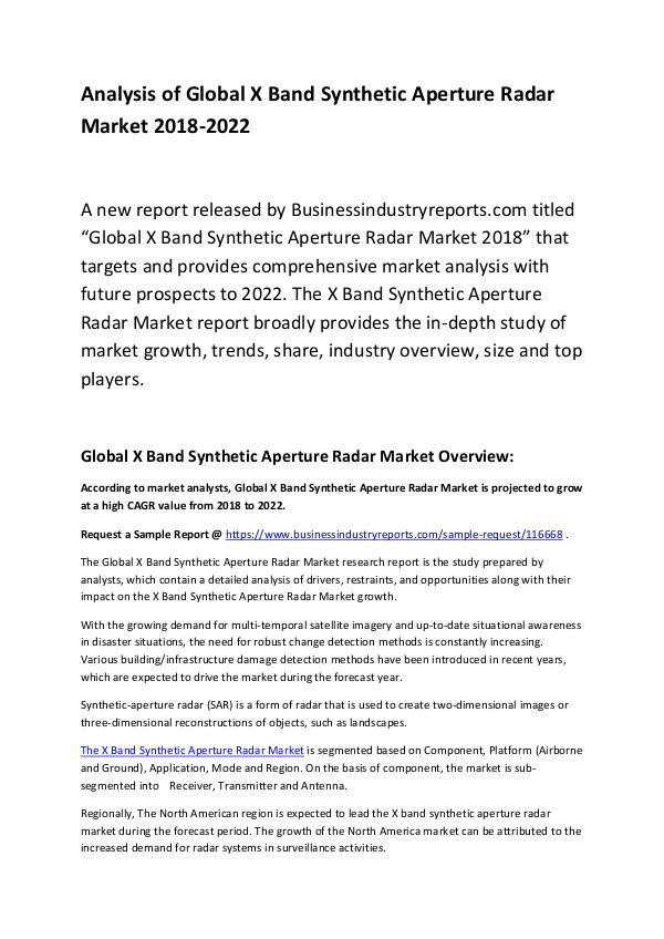 Market Research Report X Band Synthetic Aperture Radar Market Report 2018
