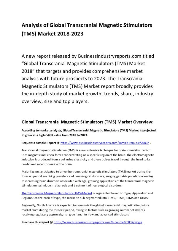 Market Research Report Transcranial Magnetic Stimulators Market 2018