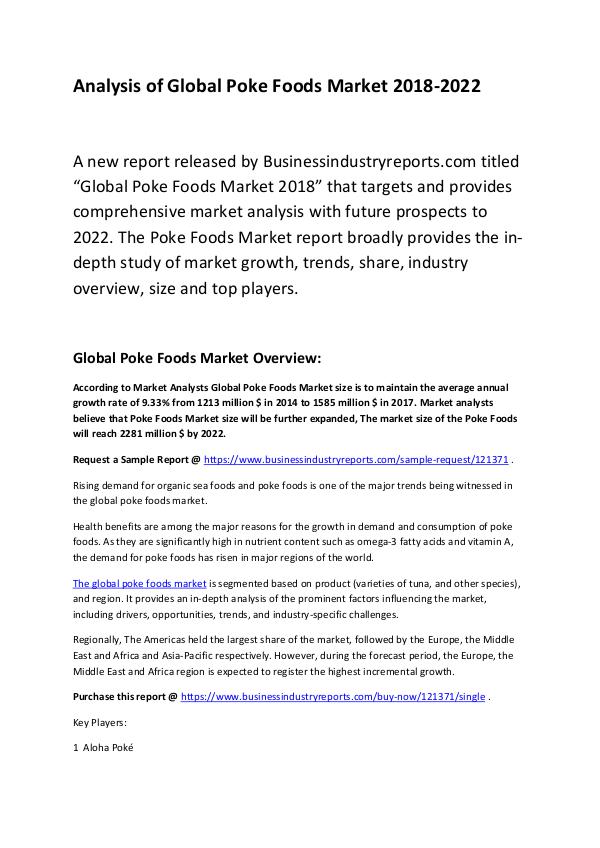 Market Research Report Global Poke Foods Market 2018-2022
