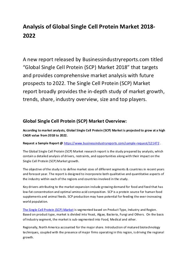 Single Cell Protein (SCP) Market Report 2018