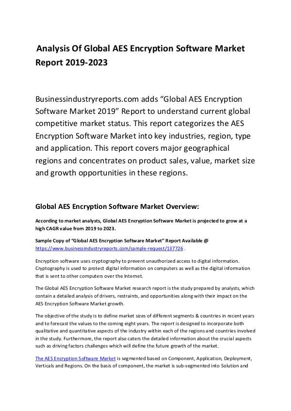 Market Research Report AES Encryption Software Market Report 2023