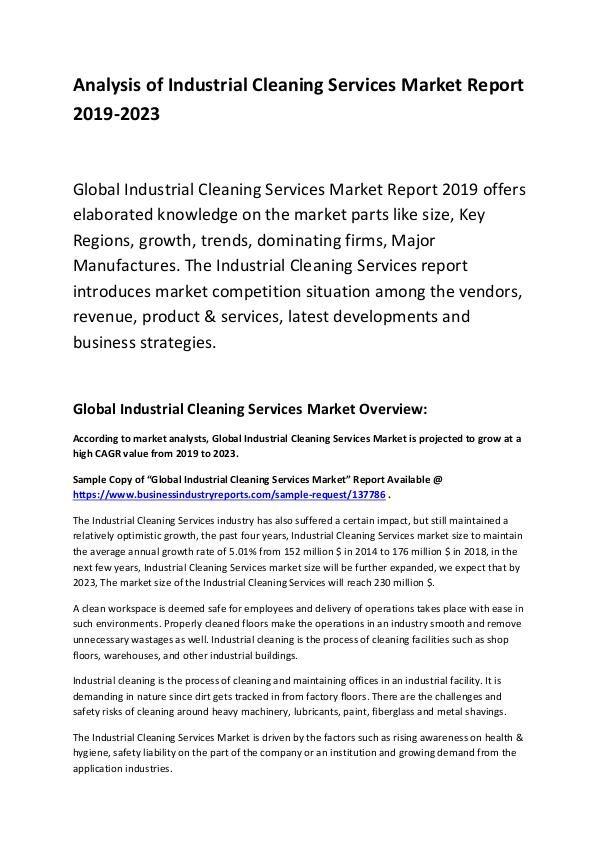 Market Research Report Industrial Cleaning Services Market Report 2023