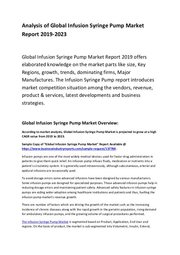 Market Research Report Global Infusion Syringe Pump Market Report 2023