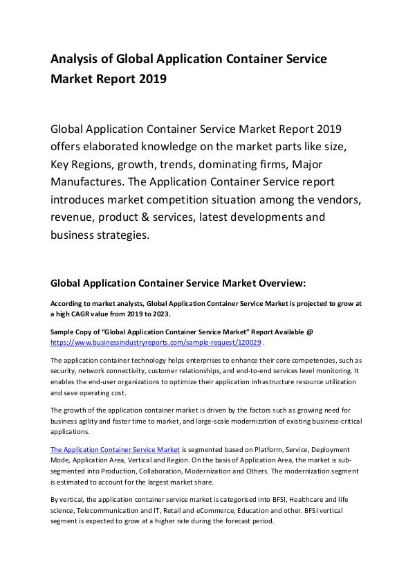 Application Container Service Market Report 2019