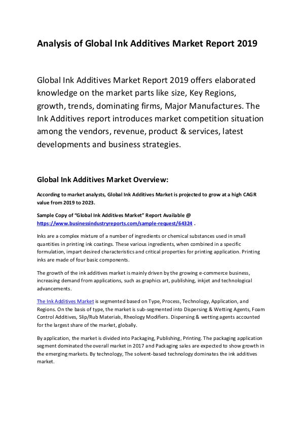 Global Ink Additives Market Report 2019