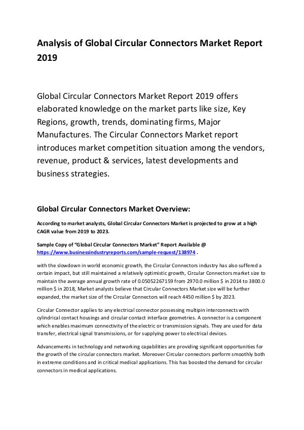 Market Research Report Global Circular Connectors Market Report 2019