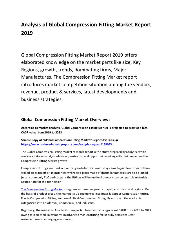 Market Research Report Global Compression Fitting Market Report 2019