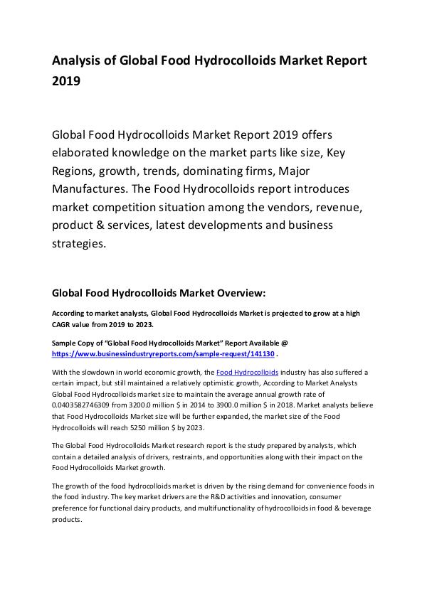 Global Food Hydrocolloids Market Report 2019