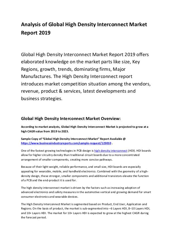 Market Research Report Global High Density Interconnect Market Report 201