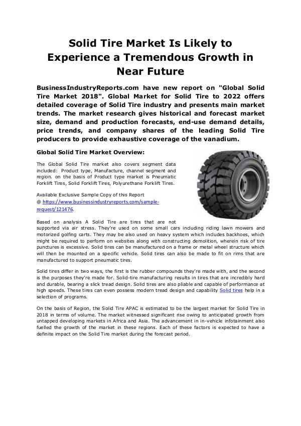 Industrial Reports Analysis Solid Tire Market 2018