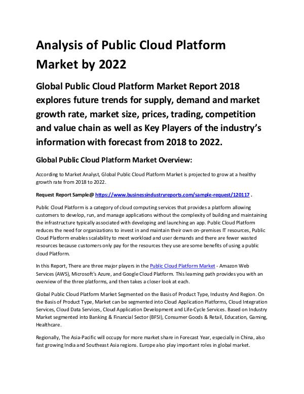 Market Analysis Report Public Cloud Platform Market 2018 - 2022