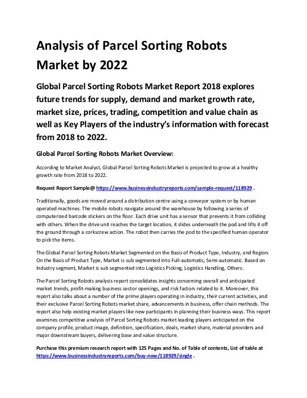 Chemical Analysis Report Parcel Sorting Robots Market 2018 - 2022