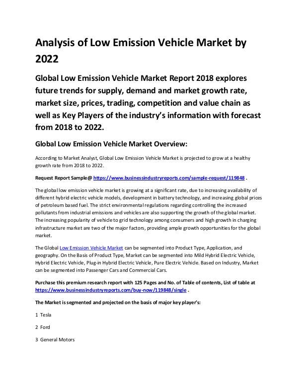 Market Analysis Report Low Emission Vehicle Market