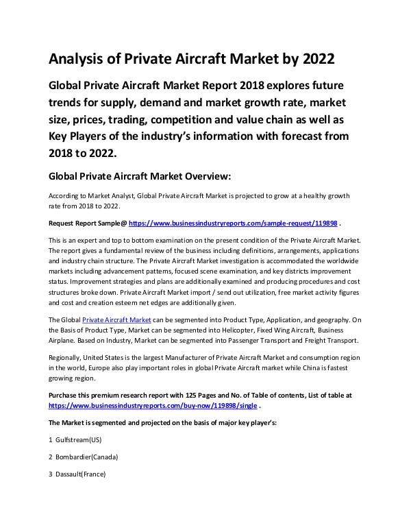 Market Analysis Report Private Aircraft Market