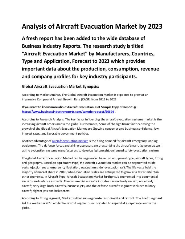 Market Analysis Report Aircraft Evacuation Market