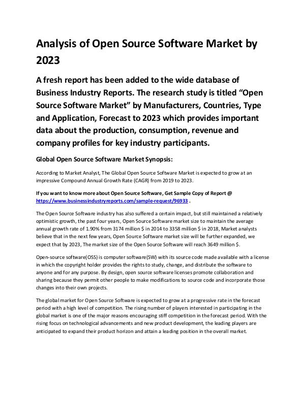 Market Analysis Report Open Source Software Market 2019 - 2023