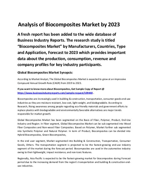 Market Analysis Report Biocomposites Market 2019 - 2023