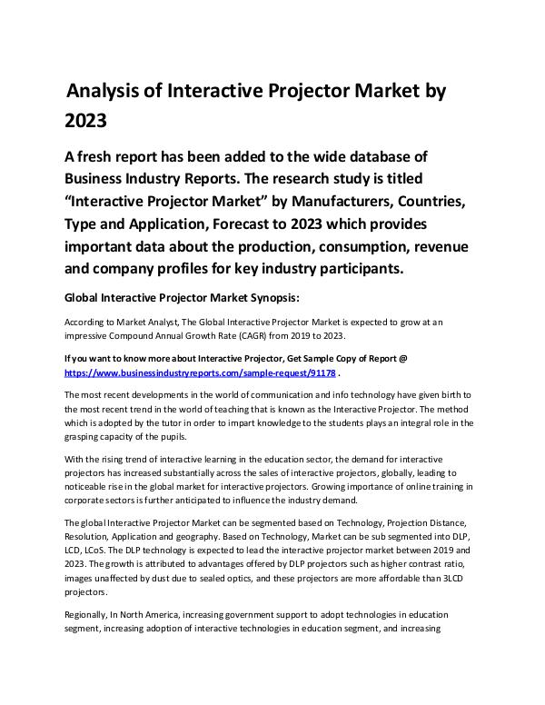 Market Analysis Report Interactive Projector Market
