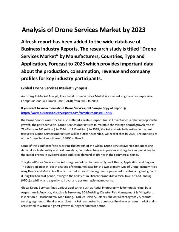 Market Analysis Report Global Drone Services Market Report 2019