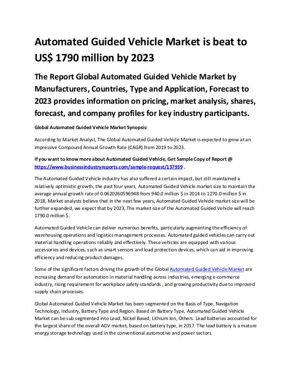 Market Analysis Report Automated Guided Vehicle Market