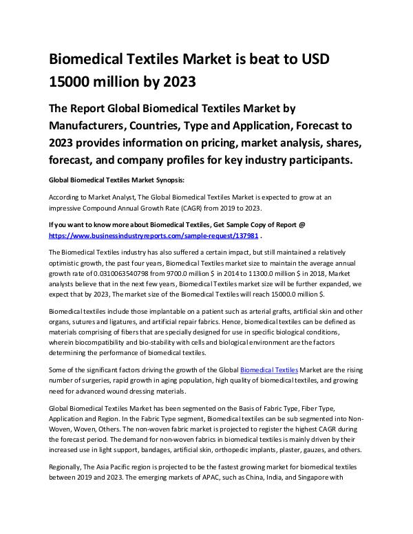 Market Analysis Report Biomedical Textiles Market